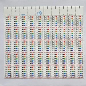 LOVE Stamps 1983 ISSUE Rainbow Hearts 20 Cents BLOCK OF 50 Full Sheet MNH